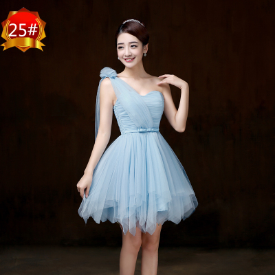 one shoulder blue