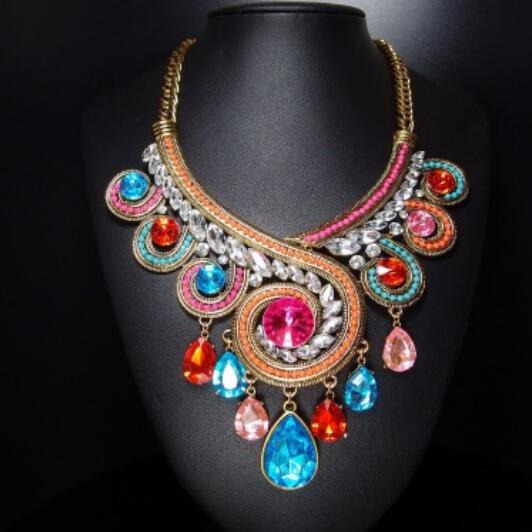 

jewelry necklace ethnic Bohimian necklace crystal pendant water drop wholesale ot fashion free of shipping