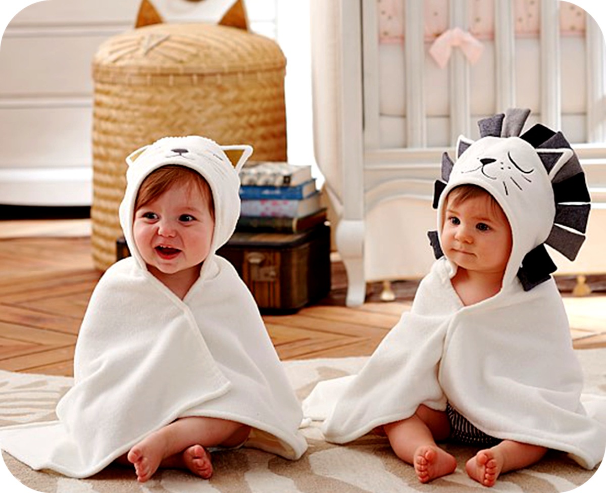 plain white hooded baby towels