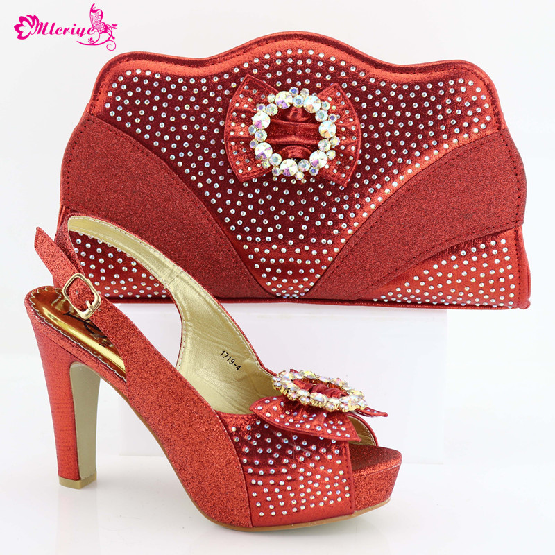 

Ladies Italian Leather Shoe and Bag Set 1719-4 Shoes and Bag To Match Italian African Wedding Shoes and Bag Set Matching Italian Shoe, Red
