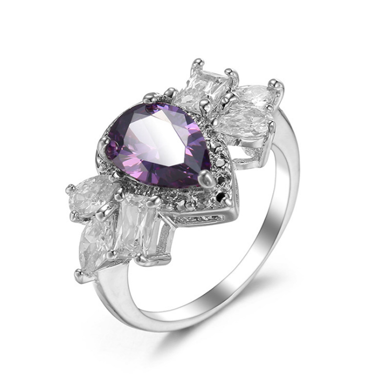 

3 Pcs/Lot New Holiday Jewelry Gift Trendy Purple Crystal Cubic Zirconia Gemstone 925 Sterling Silver Plated Women Rings