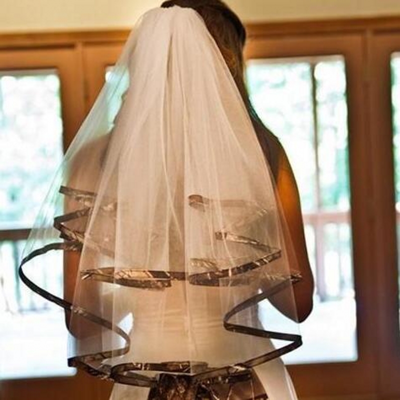 

2018 Camo Wedding Veils Custom Made Hot Selling 2 Layers Elbow Length Cheap Veils for Bride, Black