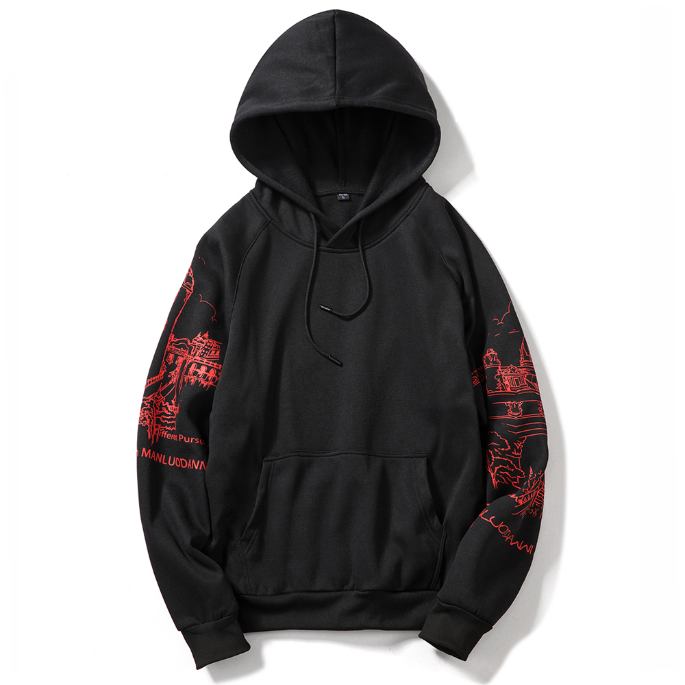 

2018 Autumn and Winter Men' Youth New Casual Hooded Sweatershirt, Black