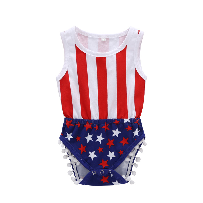 

New Boys Girls Baby Rompers Newborn Onesies American National Flag Toddler Romper Infant Bodysuit Boutique Clothes, As pic