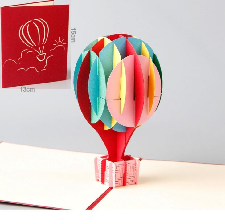 

3D pop up cards coloured balloon creative gifts postcard birthday valentine's day greeting cards with envelope
