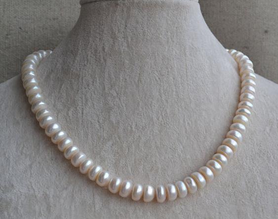 

Wholesale Real Pearl Jewellery,9-10mm White Color Natural Freshwater Pearl Necklace,New Free Shipping