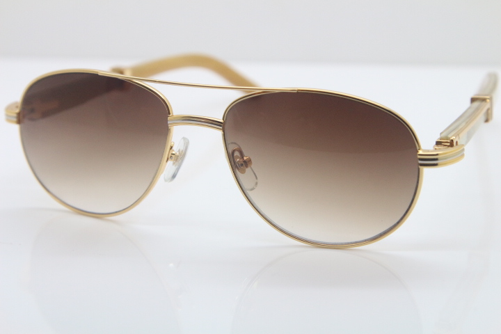 

18k Gold frame Fashion Accessories White Genuine Natural SunGlasses Men CT569 Metal Sunglasses wholesale C Decoration glasses Size:57-22-135mm