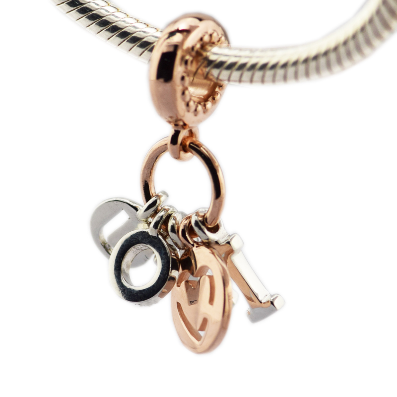 Pandulaso Valentine's Day Fit Original Charms bracelets for woman I Love You Dangle Rose Gold Color Charm 925 sterling silver jewelry-image-409116234