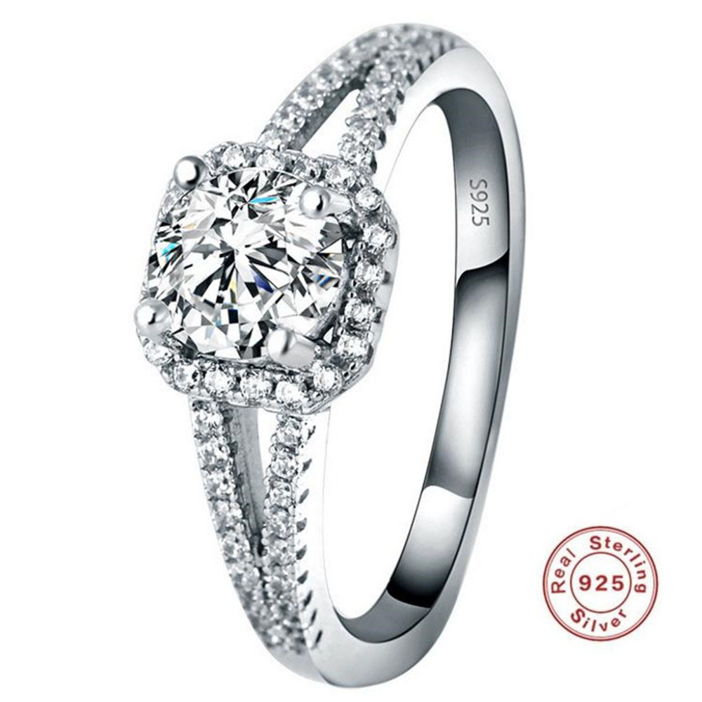 Hot Selling S925 Sterling Silver Diamond Ring Women's Wedding Zircon Fine Jewelry Rings C18110801