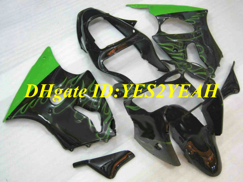 

Motorcycle Fairing kit for KAWASAKI Ninja ZX6R 636 00 01 02 ZX 6R 2000 2001 2002 Green flames black Fairings set+Gifts KH13, Multi-color