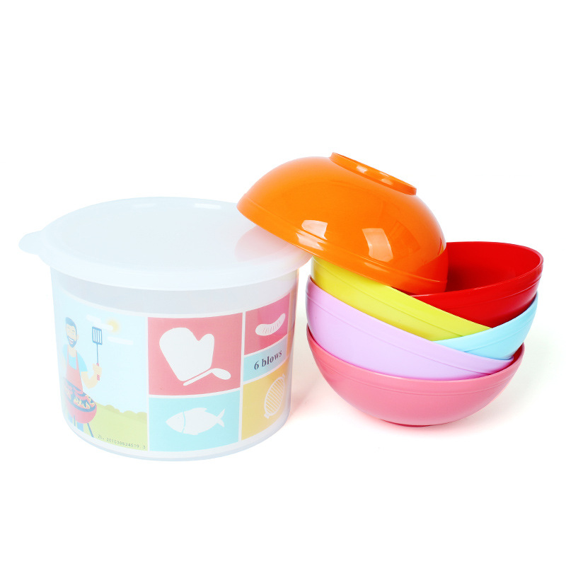 6pcs Kids Serving Bowls Plastic Picnic Camping Outdoor Lunch Tableware Set