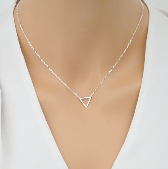 

small open triangle contour pendant necklace simple polygon geometry V female male iron Lucky woman mother men's family gifts jewelry