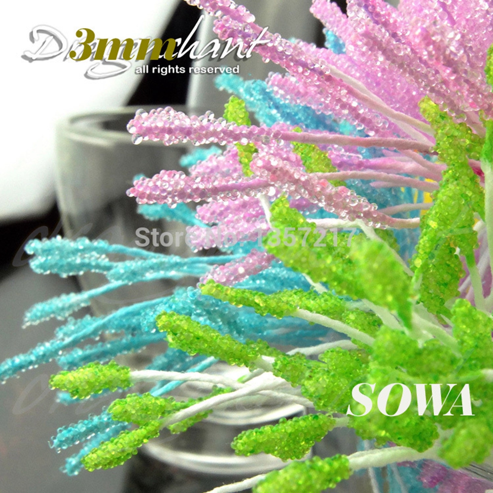 Livraison gratuite offres spéciales taille 3mm 850 pcs/Lot artificielle choisir couleur verre fleur étamine Pistil décoration de mariage artisana