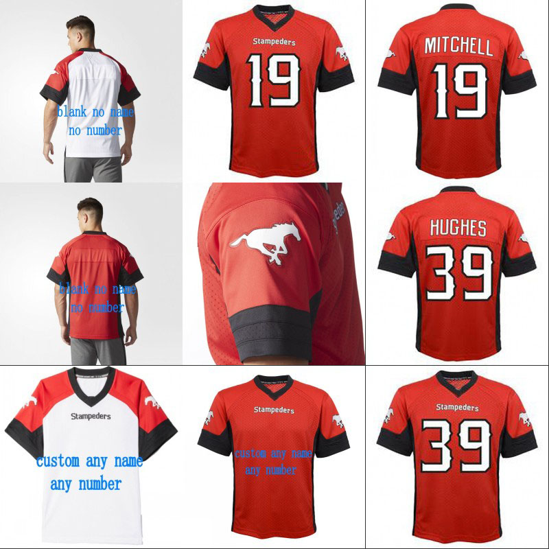

2018 New Style Calgary Stampeders Jersey 19 Bo Levi Mitchell 39 Charleston Hughes 100% Stitched Personalized Football Jerseys, 19 red