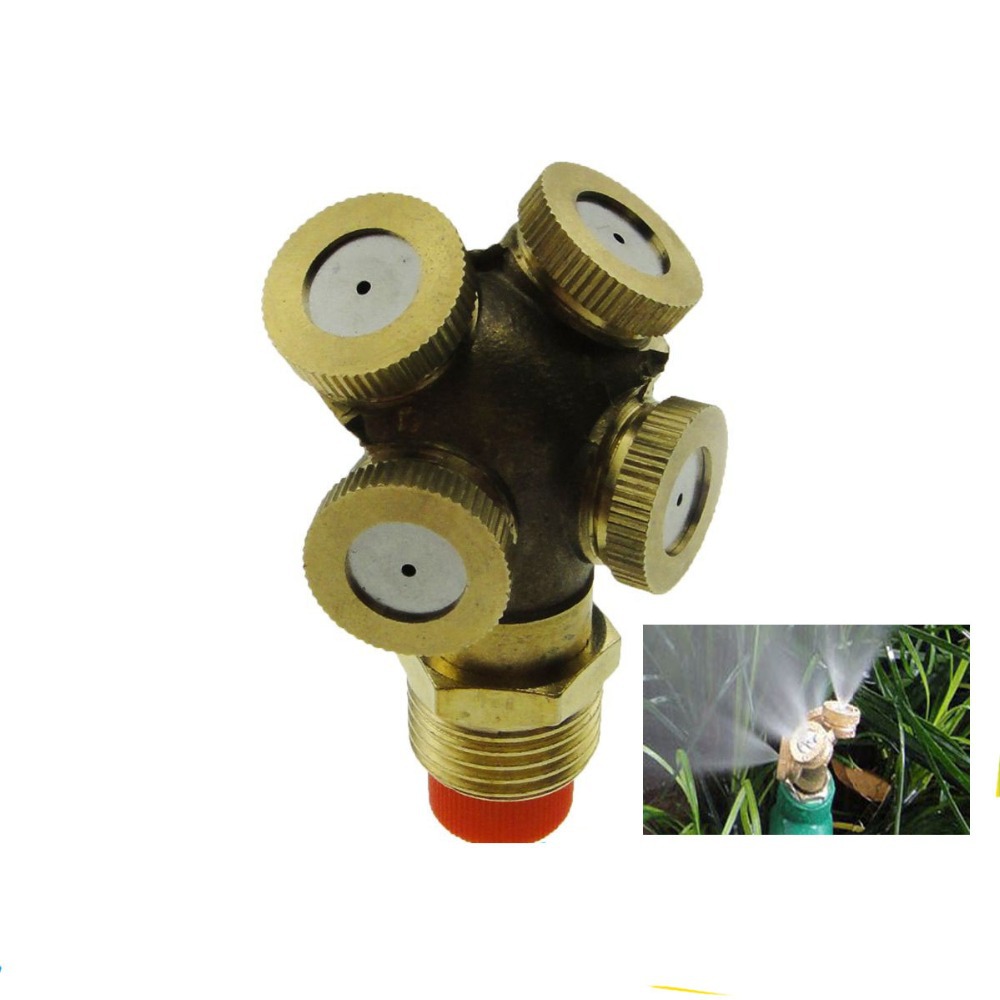 DN15 1/2 In. 4 Micro Heads Brass Agricultural Mist Spray Nozzle Sprinkler Garden Watering Roof Cooling Lawn Irrigation System-image-411370696