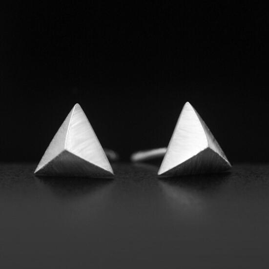S925 silver triangle simple geometric earrings men and women couples personality sterling silver jewelry earrings hypoallergenic small earri