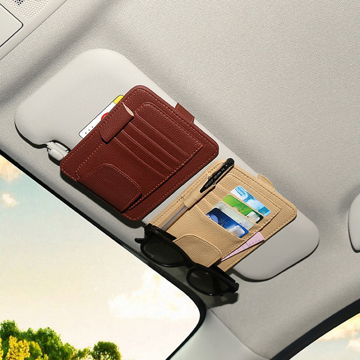 

Car Styling Inerior Accessories Car Sun Visor Sunglasses Ticket Receipt Card Clip Storage Holder artificial leather