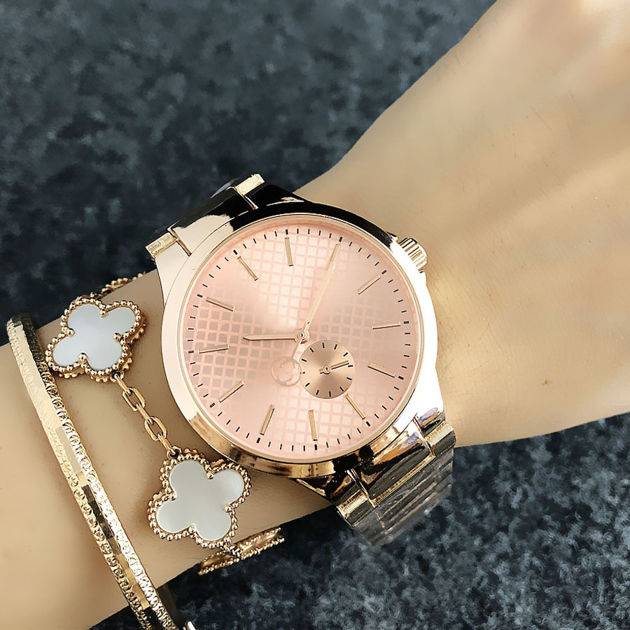 

Brand quartz wrist Watch for Women Girl with metal steel band Watches G44, Gold