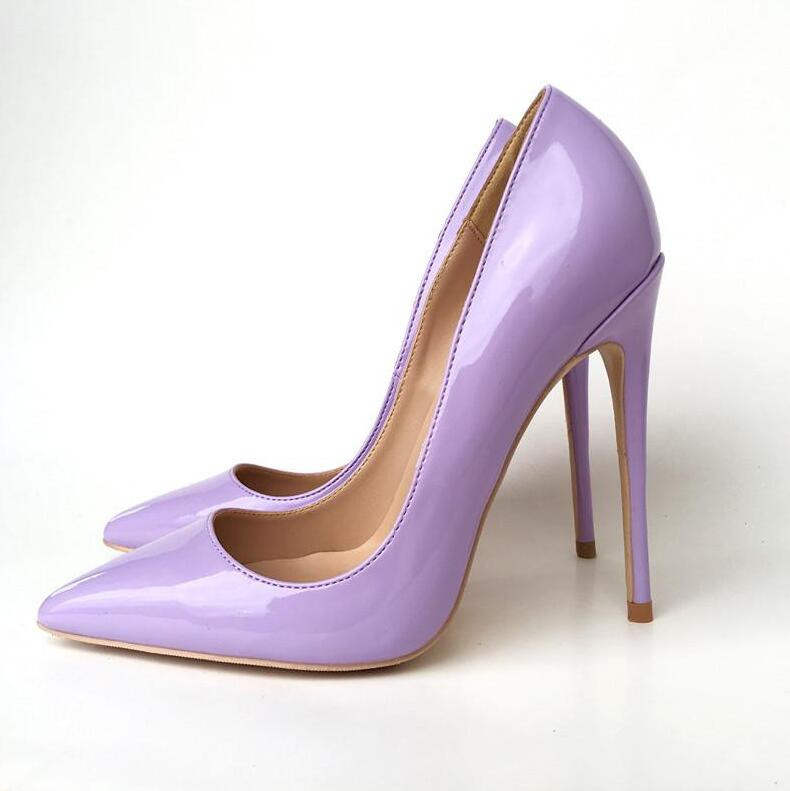 

Free Shipping fashion new woman women lady 2019 red new purple Patent Leather heels Stiletto High Heels shoes pumps sole bottom sandals, 12cm