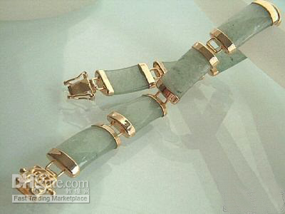

fine natural jade carved 18K gold bangle Chain bracelet, Black