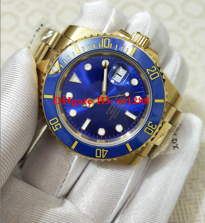 

Mens Watches 2813 movement Watches 116618LB 116618 40MM Steel blue dial yellow gold sub Men's watch Ceramic bezel Sport Calendar watches, Slivery;brown