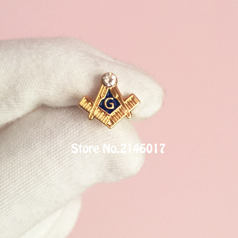 

50pcs 11mm Small Masonic Free Masons Enamel Pin Brooches Masonry Lapel Pins Custom Badge Square and Compass G with Rhinestone, Gray