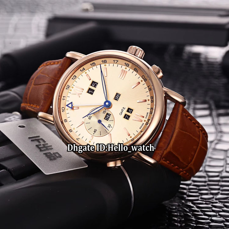 

Cheap New Perpetual Calendars 326-82/31 322-8 Gold Dial Automatic Mens Watch Rose Gold Case Leather Strap High Quality Gents Watches, Un-a02c