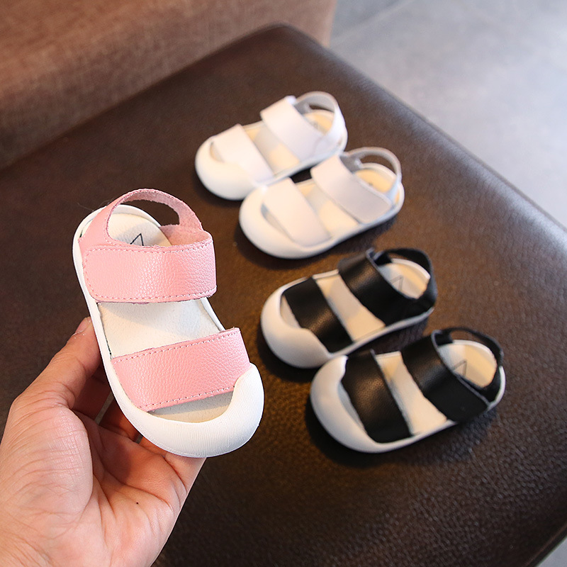 

2018 Summer Infant Sandals Baby Girls Boys Toddler Sandals Soft Bottom Genuine Leather Kids Casual Child Casual Shoes, Pink