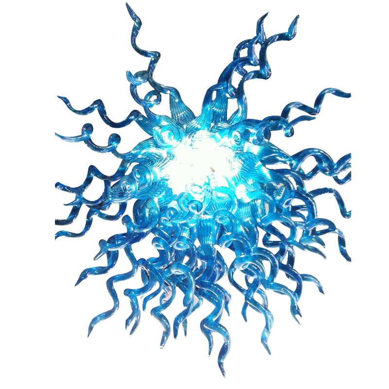 

Pendant Lamps Turquoise Chandeliers Fresh Style Hand Blown Glass Indoor Lighting For Bedroom Home Living Room LED Chandelier Light