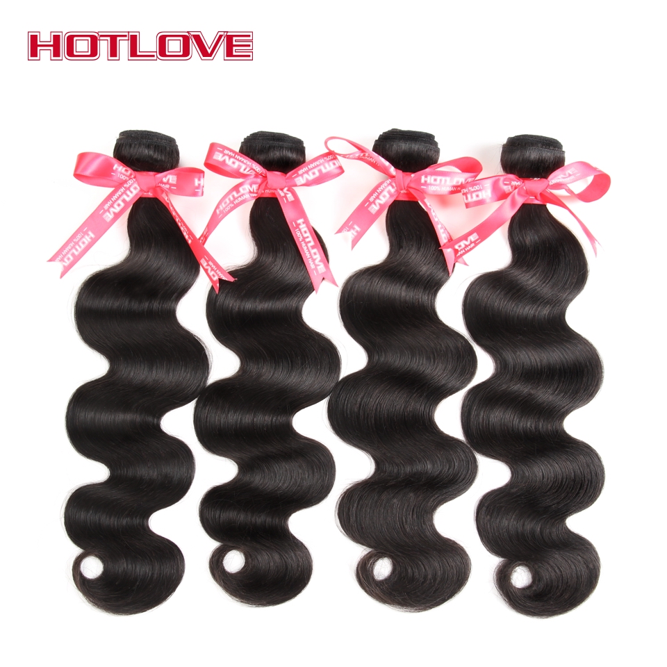

HOTLOVE Hair Brazilian Body Wave Hair Weave 1 Piece 100% Human Bundles 10-28 Inch Natural Black Color Non-Remy Bundles