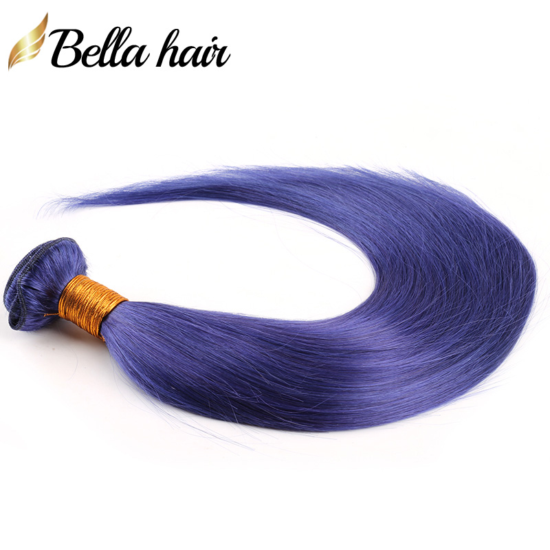 

Bundle Royal Blue Human Hair Straight Hair 3 Bundles Remy Virgin Thick Weft Quality 11A BellaHair, Blue color
