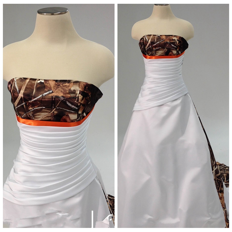 

Bulrush Reed Strapless A-Line Camo Wedding Dresses Pleated Ruched Lace Up Back Bridal Gowns Cheap Women Wedding Wear Pleated Ruched Formal, Custom made from color chart