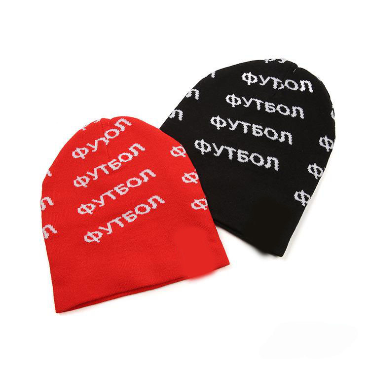 

Brand Knitted Skull Caps for Men and Women High Street Unisex Letter Patterns Gosha Rubchinskiy Black and Red Couple Beanie