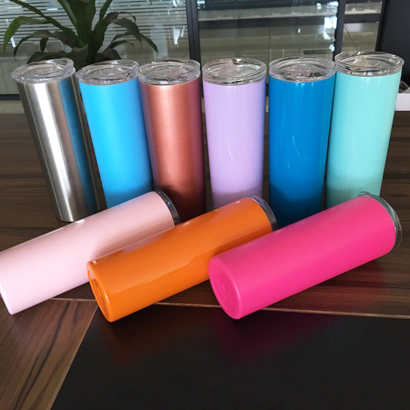 

NEW 20oz Stainless Steel Skinny Tumbler with Lid and Straw Double Wall Vacuum Insulated Straight Cup Coffee Mugs, As picture