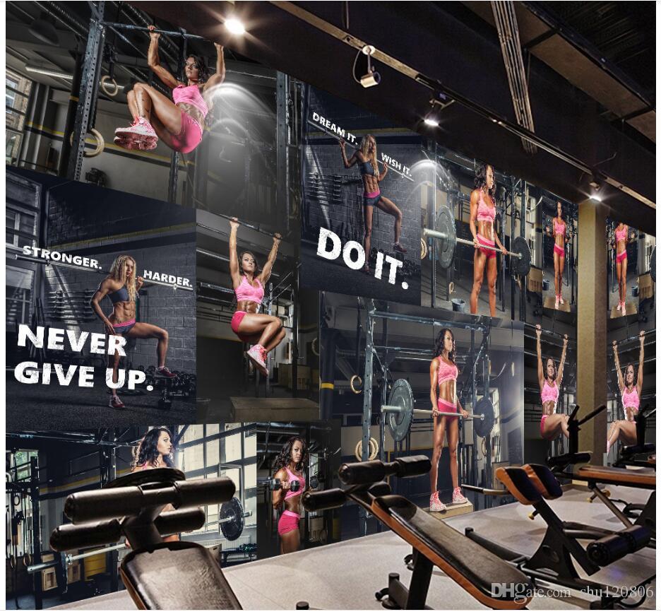 

3d wallpaper cloth custom photo Modern gym fitness sexy beauty tooling background wall 3d wall murals wallpaper for walls 3 d living room, Picture shows