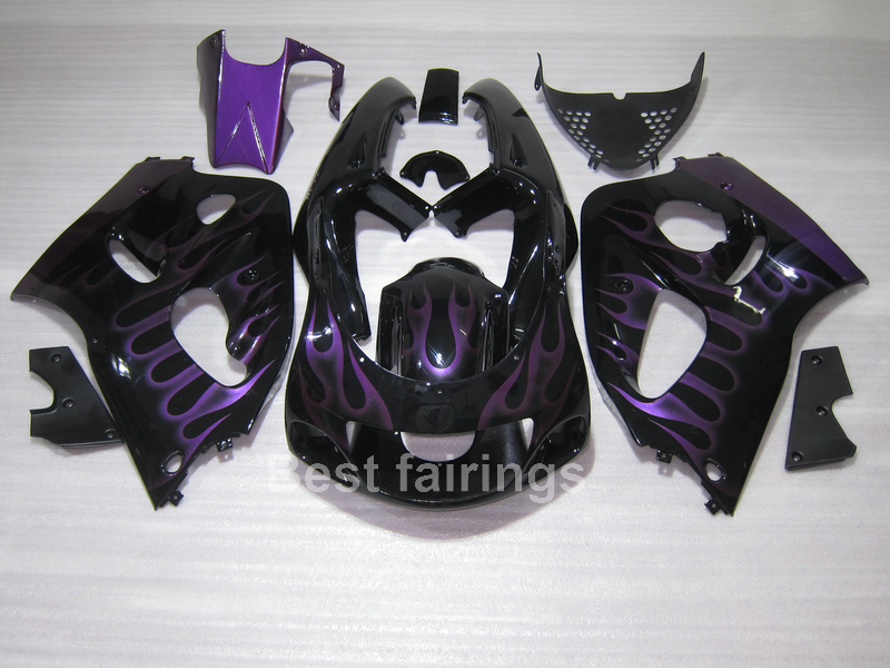 

7gifts fairing kit for SUZUKI GSXR600 GSXR750 SRAD 1996-2000 black purple flames GSXR 600 750 96 97 98 99 00 fairings FD34, Same as picture