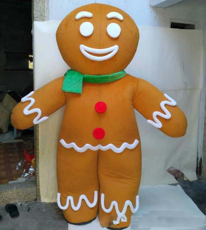 Factory direct sale happy Gingerbread Man mascot costume for adult to wear for sale-image-423320911
