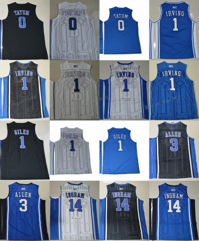 

Blue College Kyrie Jerseys 1 Irving Harry 1 Giles Grayson 3 Allen Brandon 14 Ingram Jayson 0 Tatum 4 Redickr Stitched Jerseys, As