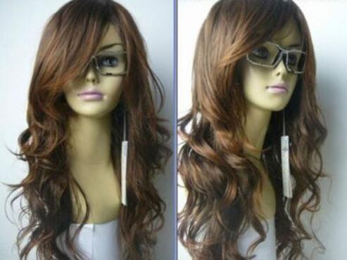 Vente chaude nouvelle mode longue brune bouclés Cosplay femmes perruque de cheveux de dame perruques