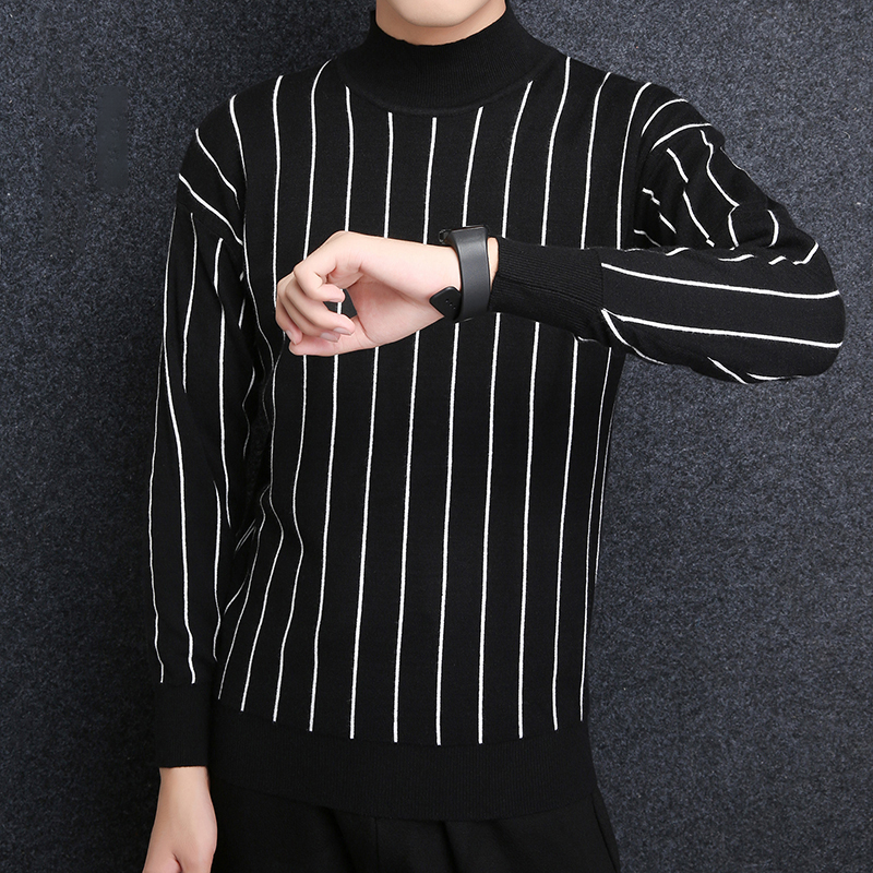 2018 Nouveau pull de marque de mode pour hommes Pullover des cavaliers en forme de slim rayé tricoter les vêtements décontractés de style coréen