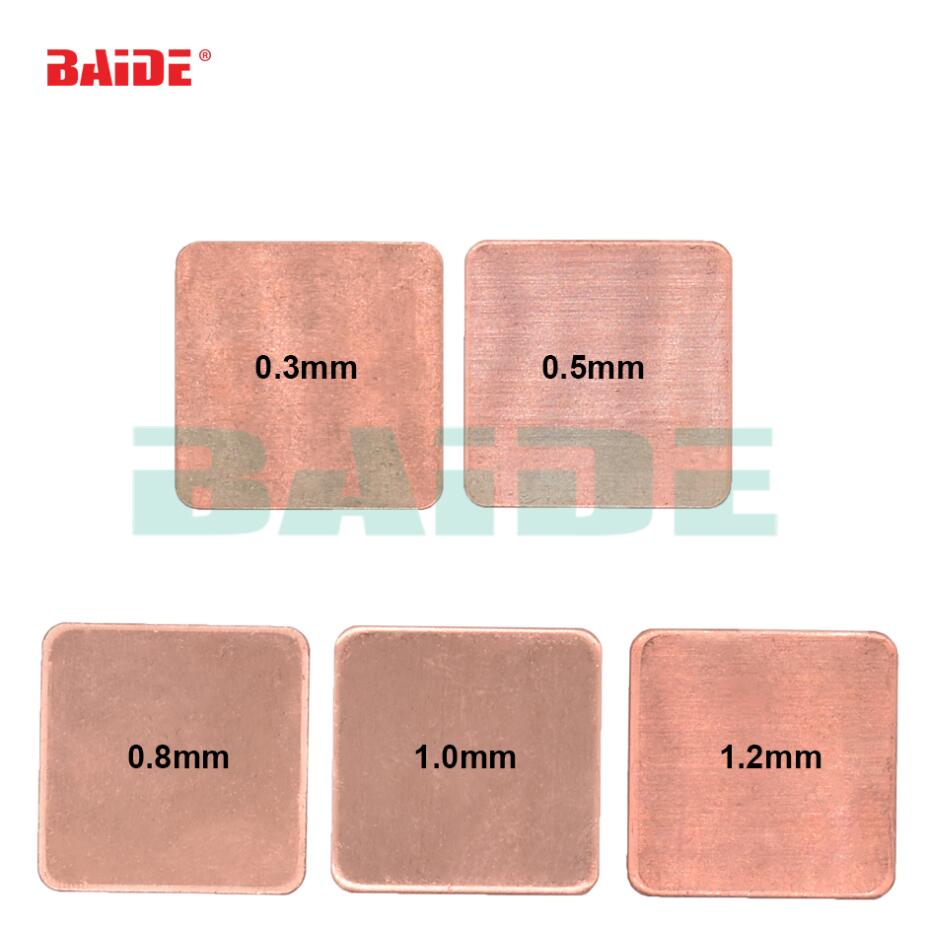 10pcs Laptop GPU CPU Heatsink Thermal Copper Sheet Shim Pad 15x15x0.5mm
