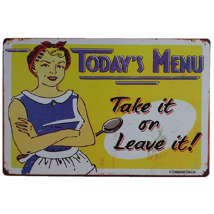 

Today's Menu Vintage Metal Signs Home Decor Cafe Bar Decoration Plaque Pub Decorative Metal Wall Art Plates Tin Sign Retro 20x30cm