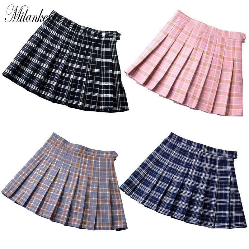 

Women Pleat Skirt Harajuku Preppy Style Plaid Skirts Mini Cute School Uniforms Ladies Jupe Kawaii Skirt RF 1471, Gray