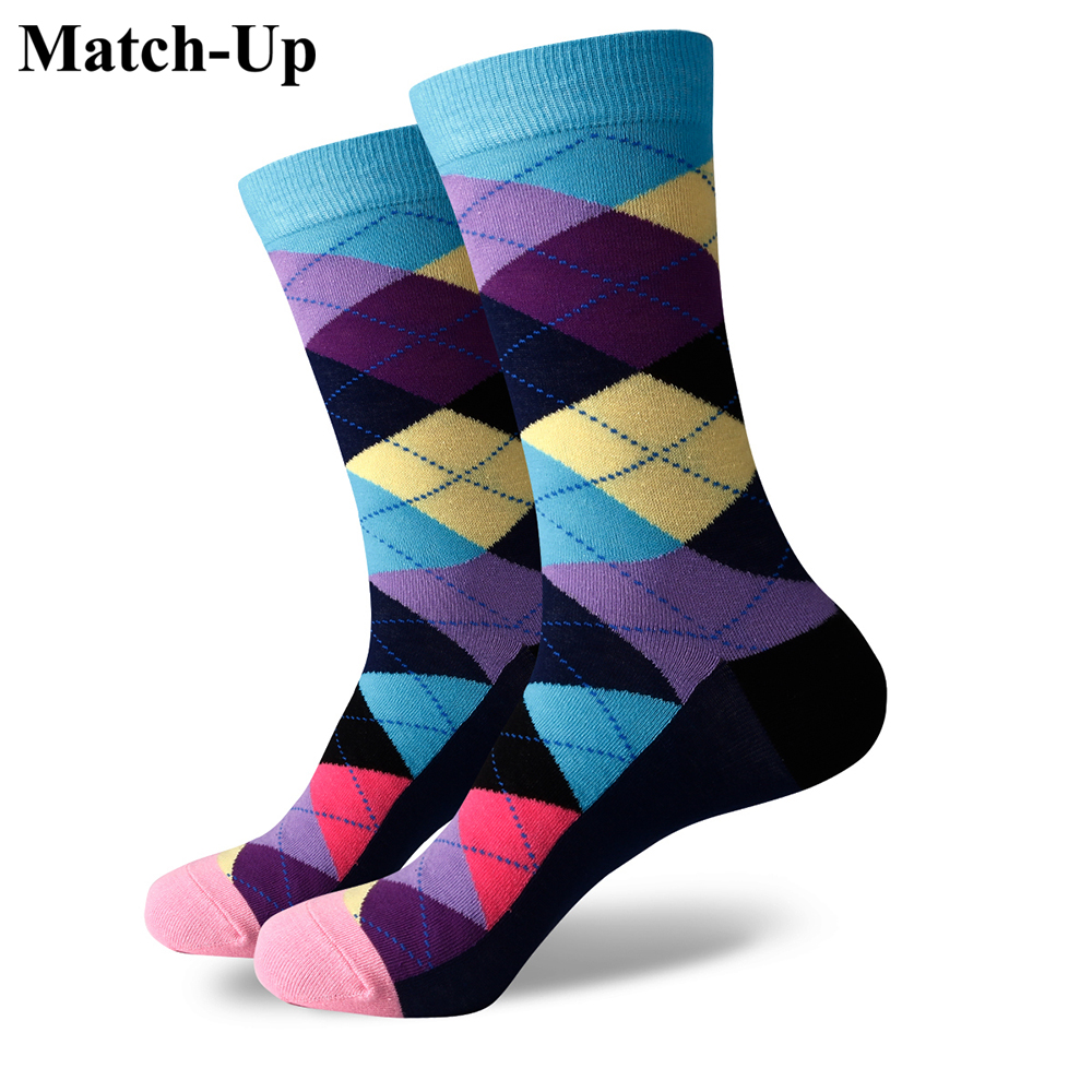 

new men colorful combed cotton socks diamond styles geometric socks us size 7 512 336