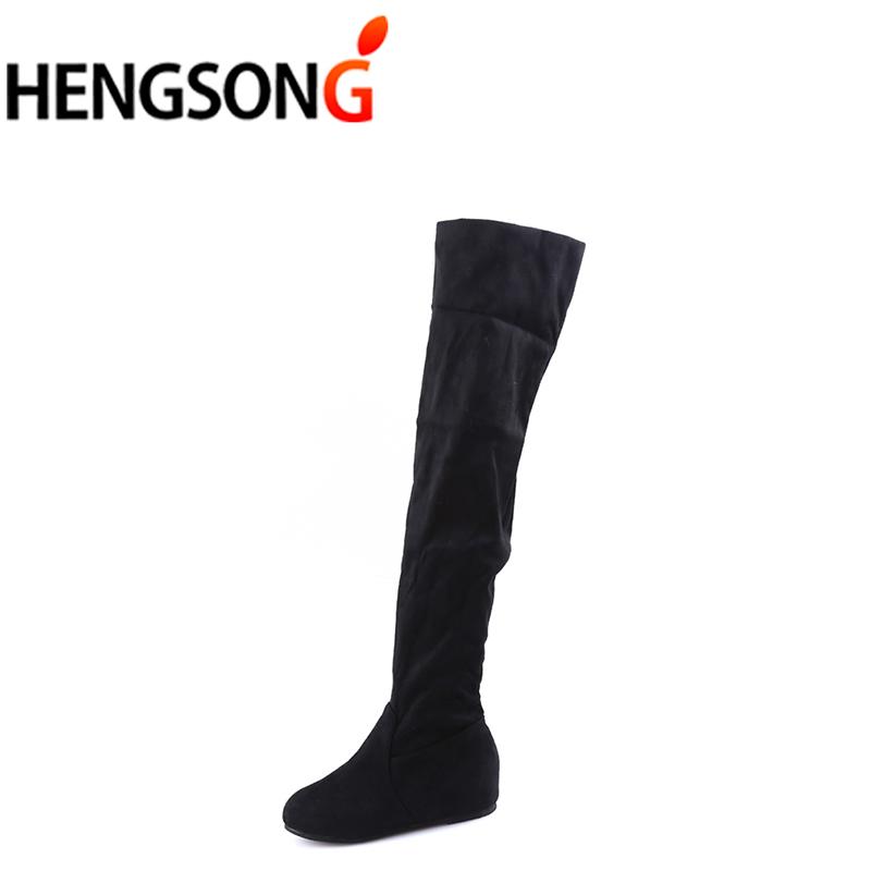 

Women Boots Autumn Winter Height increasing Boots Casual Flat Fold Over The Knee Thigh High Long Boots TR642916