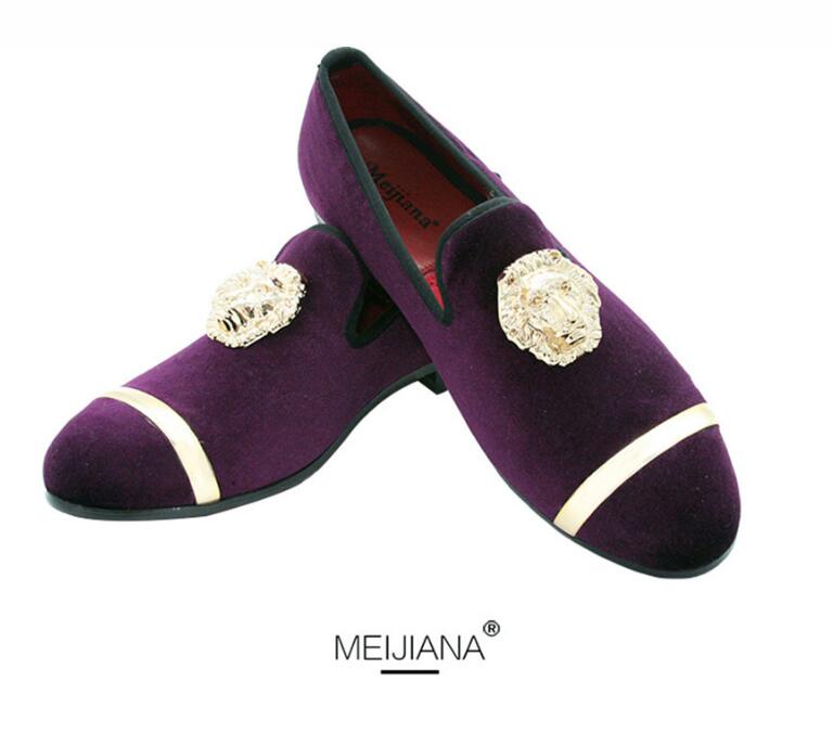 

Fashion Gold Top and Metal Toe Men Velvet Dress shoes italian mens dress shoes Handmade Loafers Big size39-46, Blue