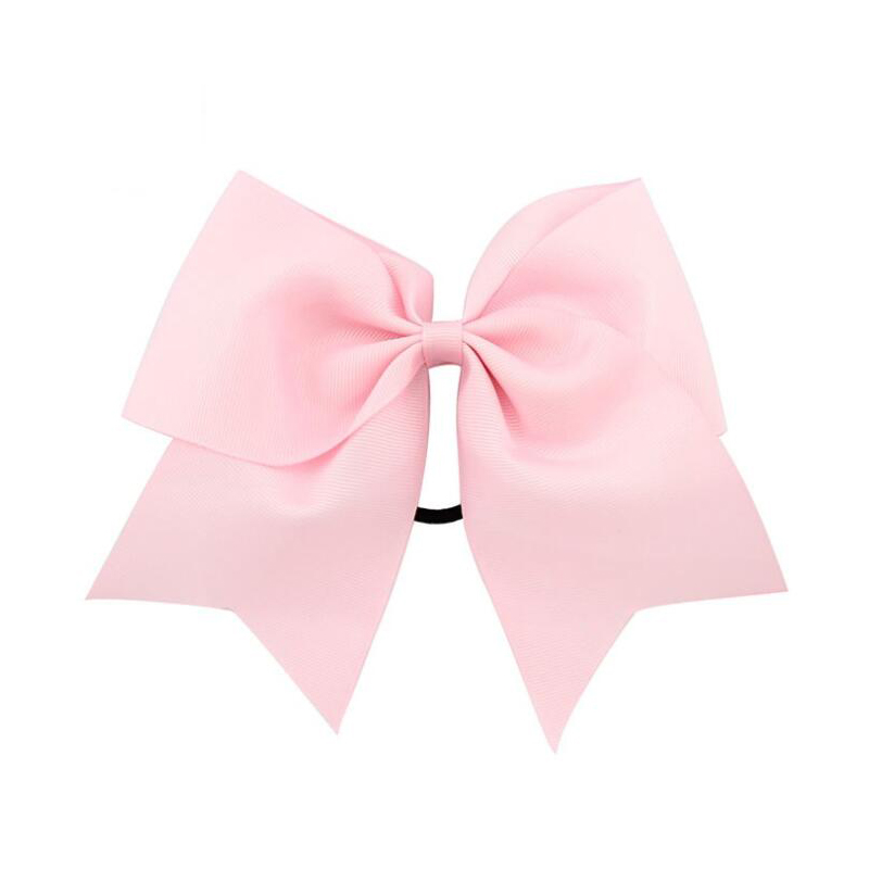 

100pcs 8 Inch Large Solid Cheerleading Ribbon Bows Grosgrain Cheer Bows Tie With Elastic Band/Girls Rubber Hair Band Beautiful