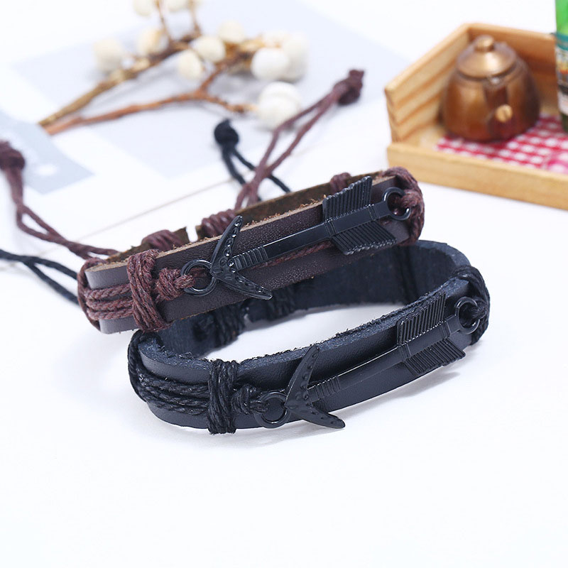 

New Arrival Multilayer charm leather Vintage Arrow bracelets for men women lovers' Jewelry gift free shipping