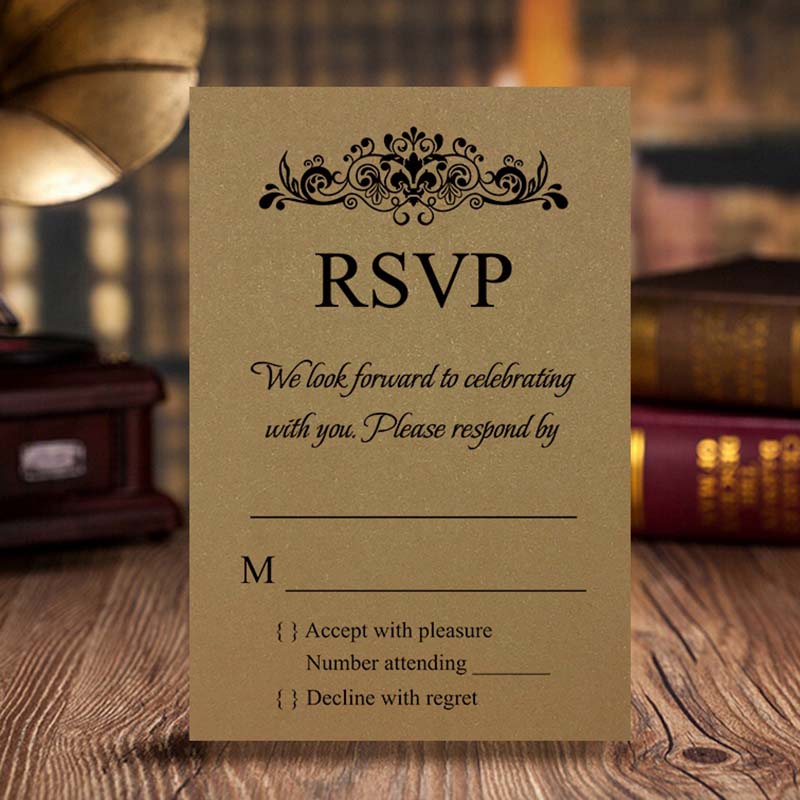 

Wedding Decorations Personalized RSVP Card/Response Card/Reception Card Support Free Printing, A++ Good Quality, Gold