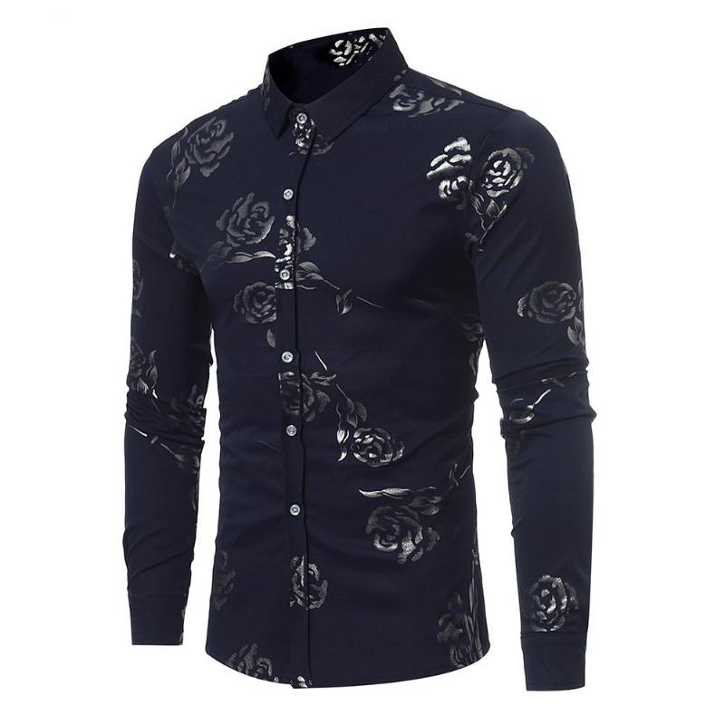 

British Style Shirts Mens Flowers Shirts Royal Baroque Vintage Social Club Outfits Fancy Camisa Slim fit